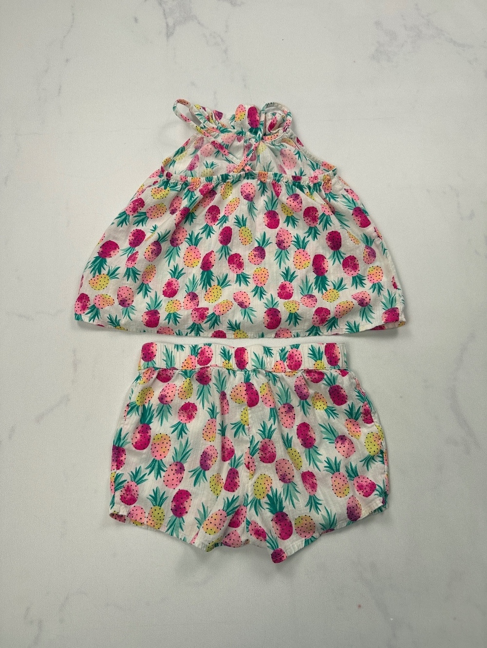 Jumping Beans Pineapple Shorts Set White Matching Set of 2 - Girls 3T